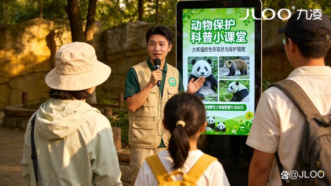 九凌JLOO 324355寸户外广告机：动物园展区科普教育数字标牌屏(图1)